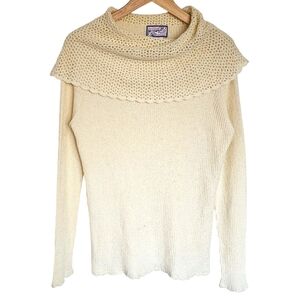 April Cornell cream scalloped cowl sweater